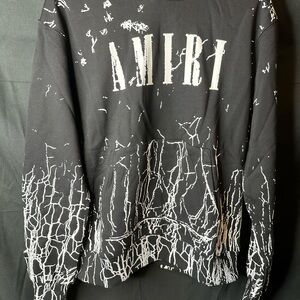 AMIRI Black and White Crackle Print Hoodie